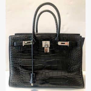 Teddy Blake Croc Embossed Leather Caty Bag 14”